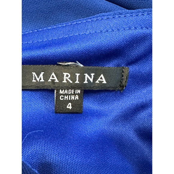 Marina Shift Dress Drape Neckline Lightweight Chiffon Fabric Blue Women's 4 NWOT - Picture 10 of 11